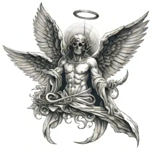 Angel Of Death With Open Wings Acient Mythology For The Neck