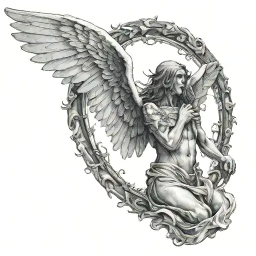 Angel Of Death With Open Wings Acient Mythology