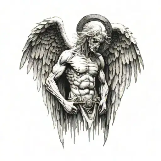 Angel Of Death With Open Wings Acient Mythology