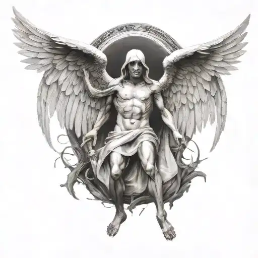 Angel Of Death With Open Wings Acient Mythology