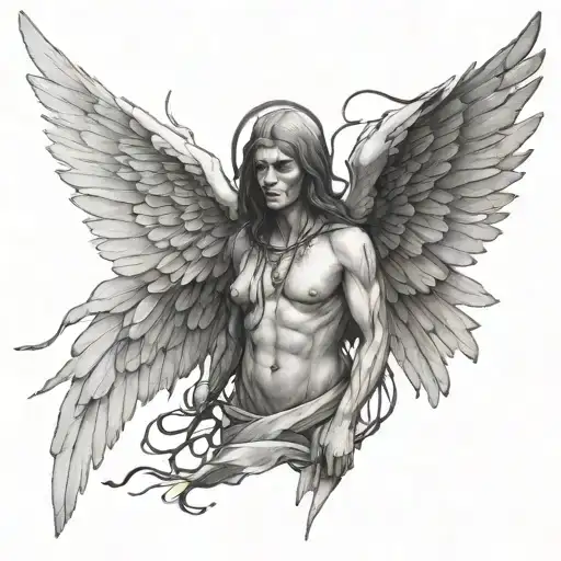 Angel Of Death Wings Greek Mythology Inspired Tattoo Featuring