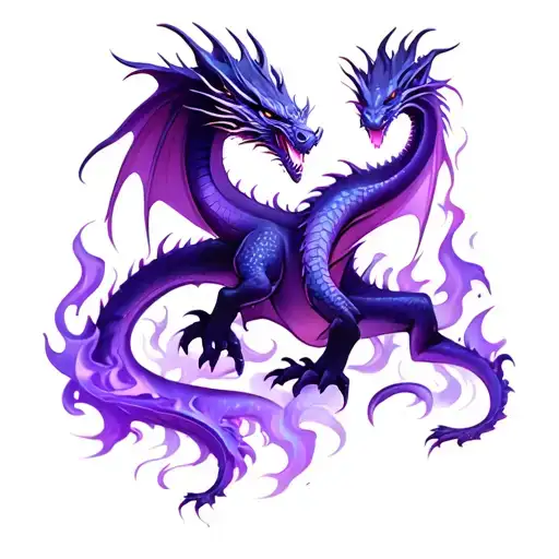 Dragon Purple Flames Mystical