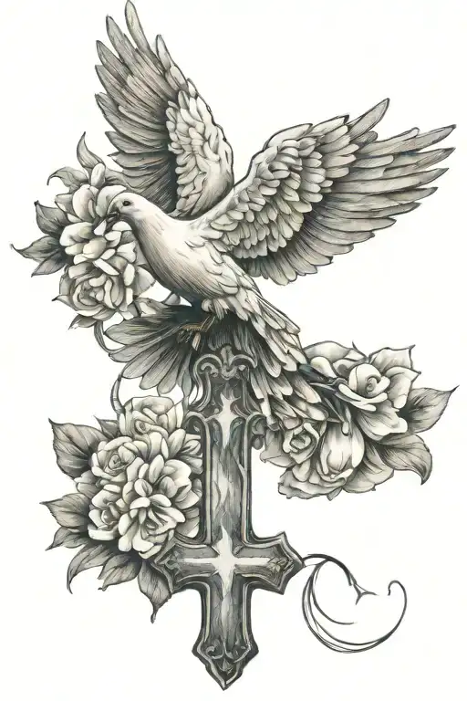 Cross With Dove Flying
