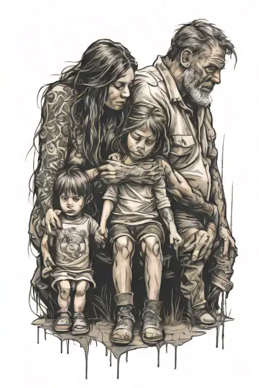 Sad Family Holding Hands