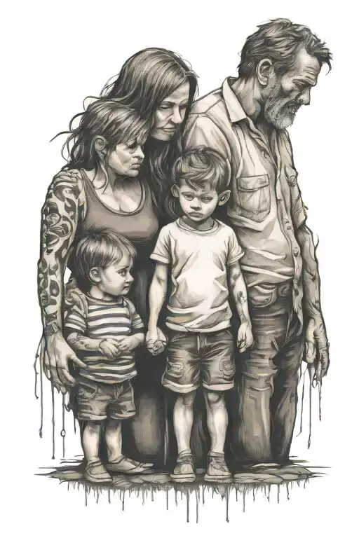 Sad Family Holding Hands