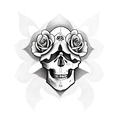 Skull And Two Roses