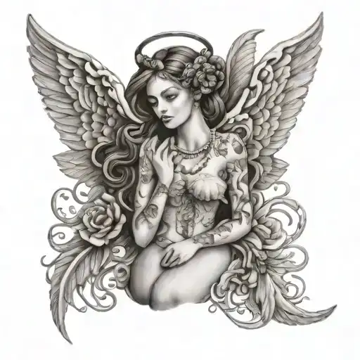 Flour De Lis Feminine With Pearls Tatted Angel Looking