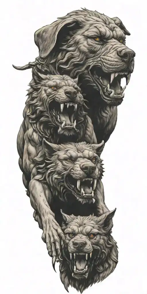Hercules Choking Cerberus Three Headed Dog