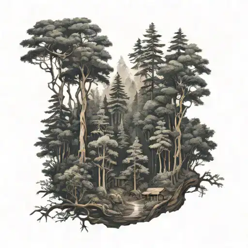 Dense Wooded Forest Landscape Filled