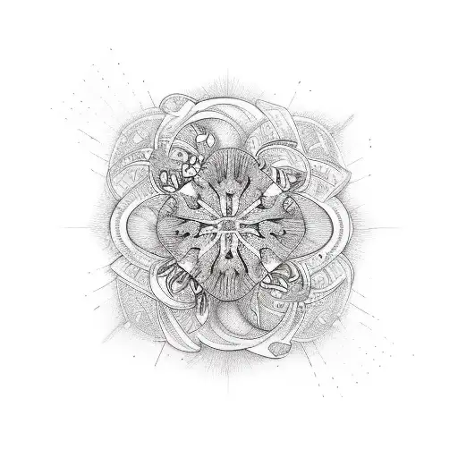 A Sketch-style Tattoo Of A Vinyl Record With Intricate Nature Patterns Inside