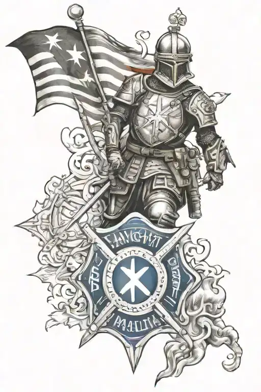 Knight Of Malta With Fire Department Maltese American Flag