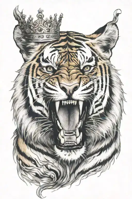 Scarred Face Tiger With Crown