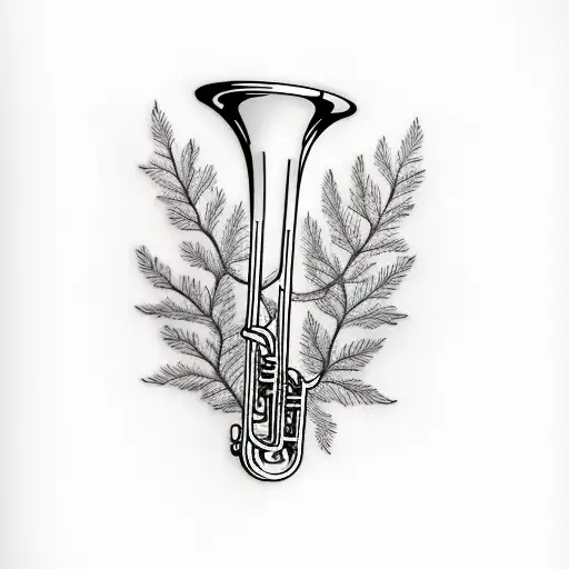 A Trombone Made Out Of Tree Branches And Leaves