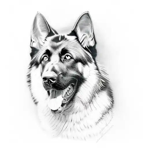 Black German Shepherd In The Style Of Greek Gods