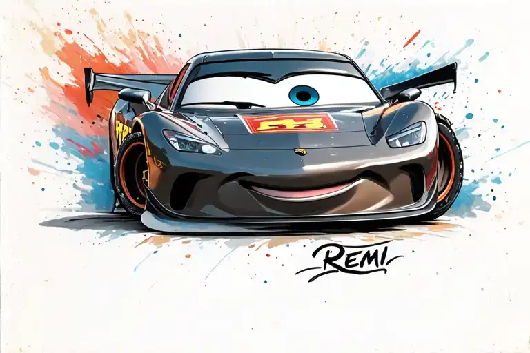 Lighting Mcqueen Car With Remi Written On The Hood