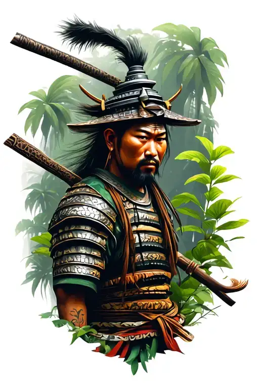 Bali Jungle With Samurai Warrior