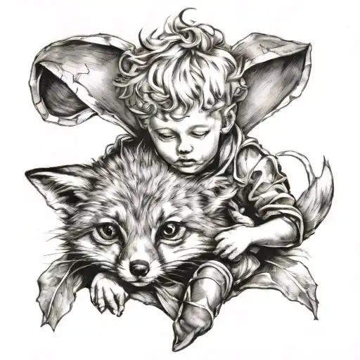 Little Prince Hugging A Fox