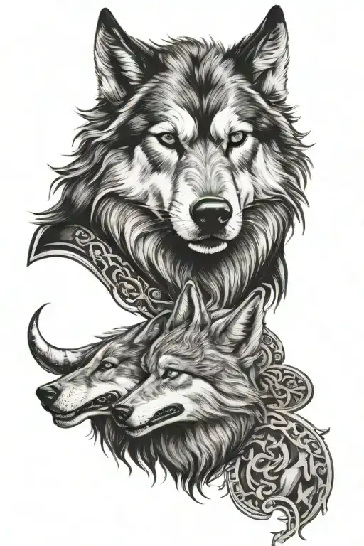Thor And Fenrir Viking Norse Wolf