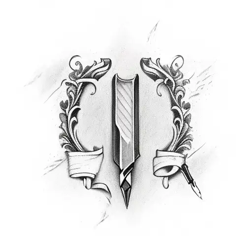 Vertically Cut Half Dagger Half Writing Quill