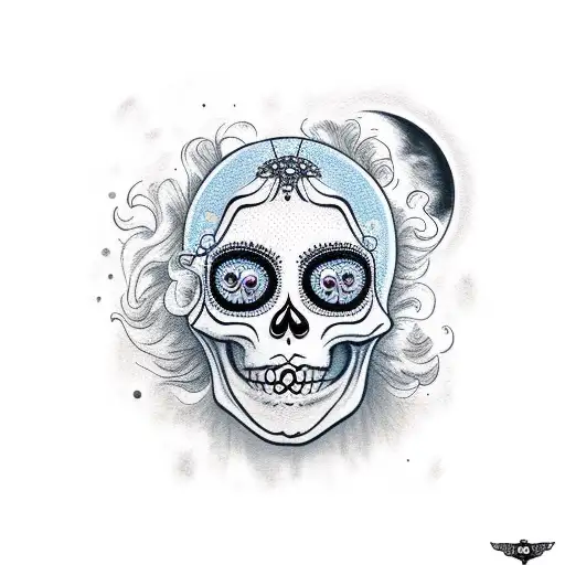 Skeleton Girl With Moon On Face