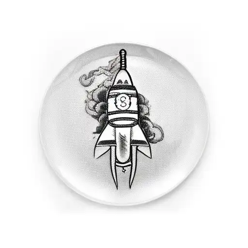 Army Necklace Plate With A Rocket On Fire And An M16 Rifle Near Them