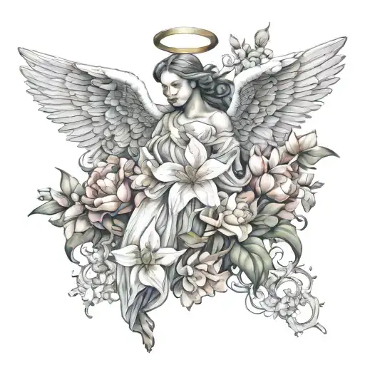 Full Body Angel Combined With Adenium Obesum Flowers Free Flowing