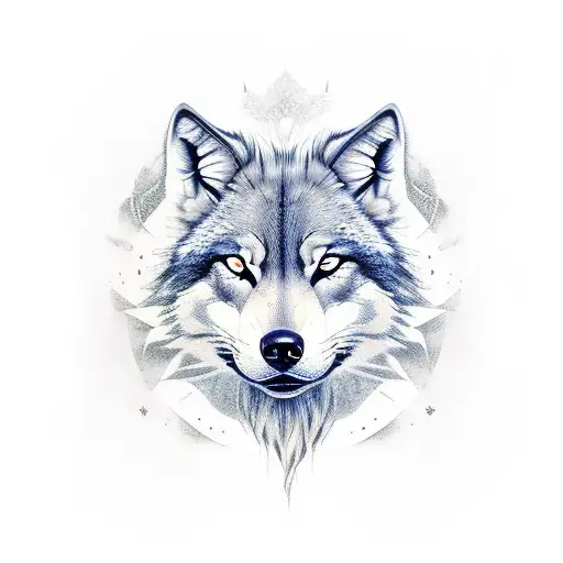 Half Calm Half Angry Wolf Face