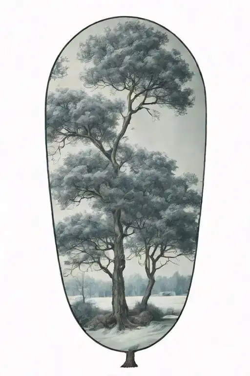 A Tree That Has One Side In Winter And The Other In Spring