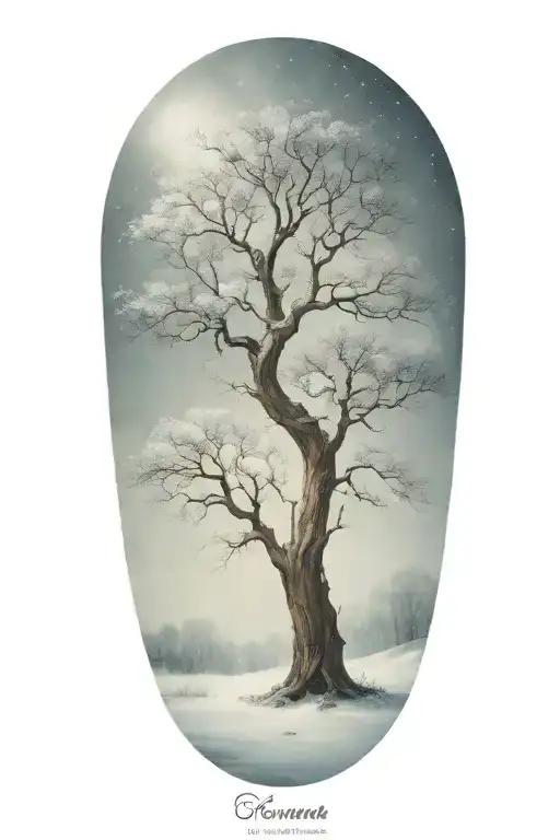 A Tree That Has One Side In Winter And The Other In Spring