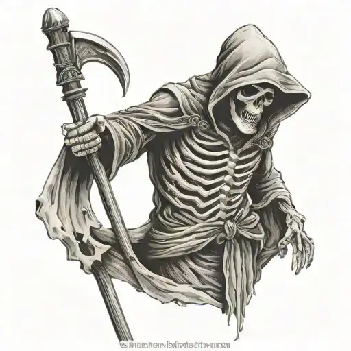 Grim Reaper Holding A Scythe