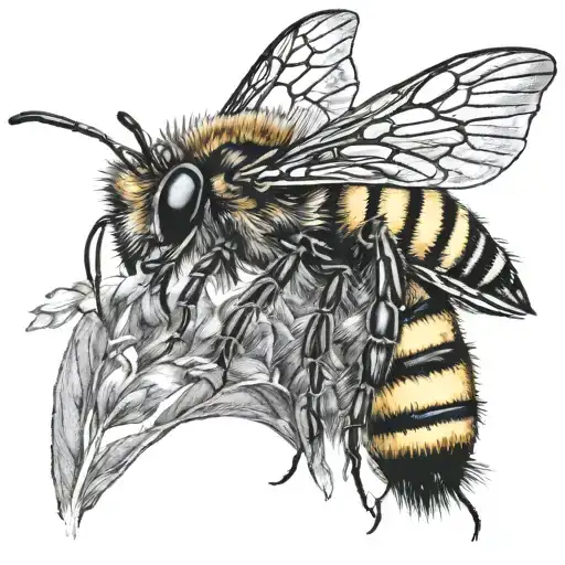 Tabby Cat And Bumble Bee Perched