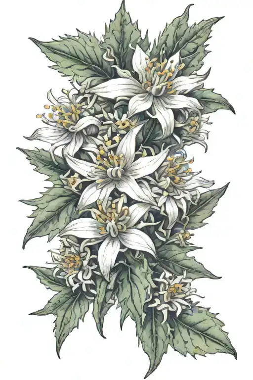 Edelweiss Flower And Mountain