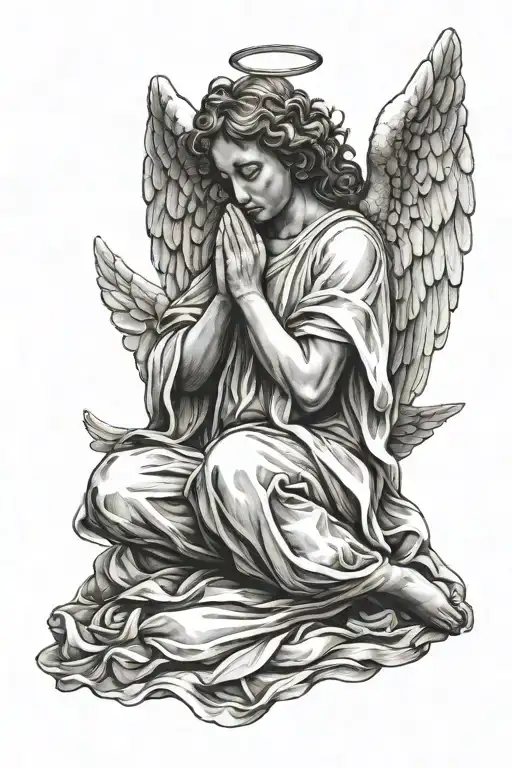 Angel With Wings Praying Hands Holding
