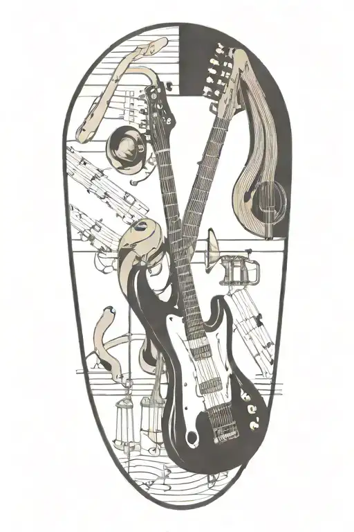 Bands And Lines Connecting Various Musical Instruments