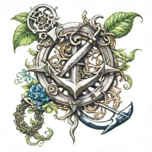 Steam Punk Anchor Entwined Vines Forming