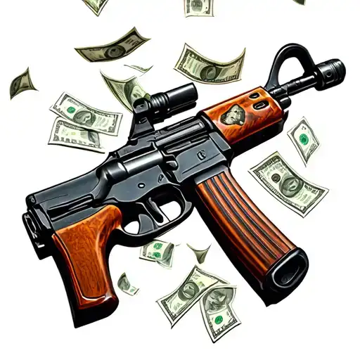 Ak-47 And Money Falling