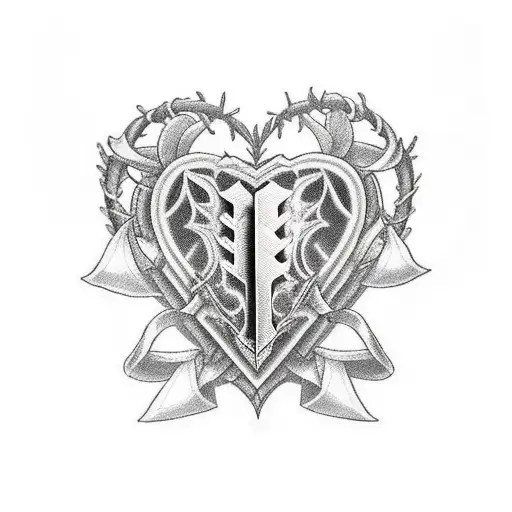 Master Sword Planted In A Heart Shaped Rib Cage With Flowers From Silent Princess And Navies