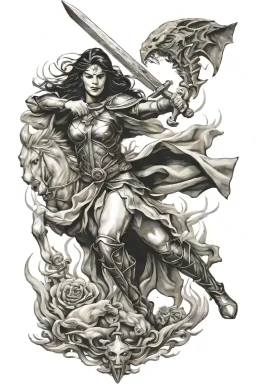 Female Warrior Battling