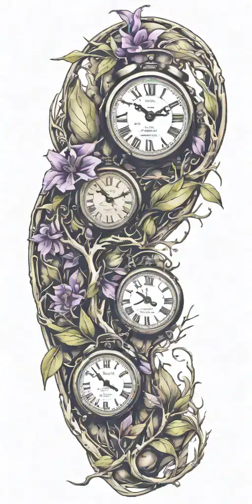 Moutain River Broken Clock Olive Branch And Violet