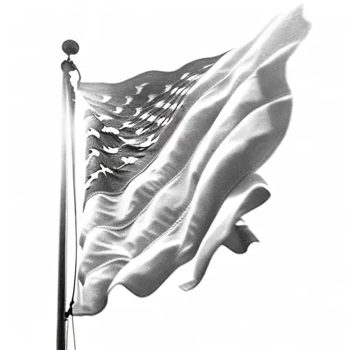 American Flag Fade From Color To Black And Gray