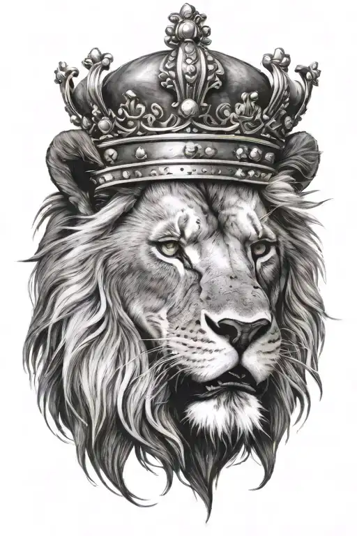 Angry Lion With A Crown On His Head