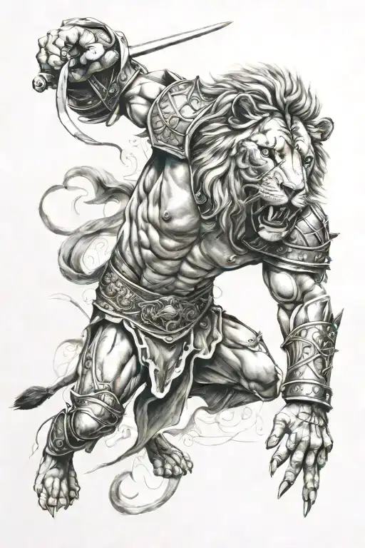 Gladiator Fightint Lion