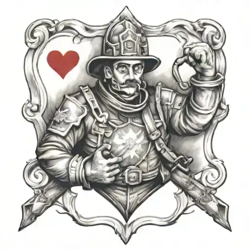 A Fire Fighter As A Jack Of Hearts