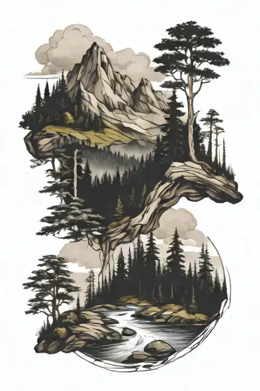 Landscape Forest Mountains