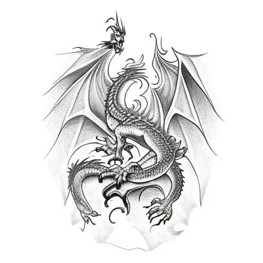 Dragon With Feathers In Bg