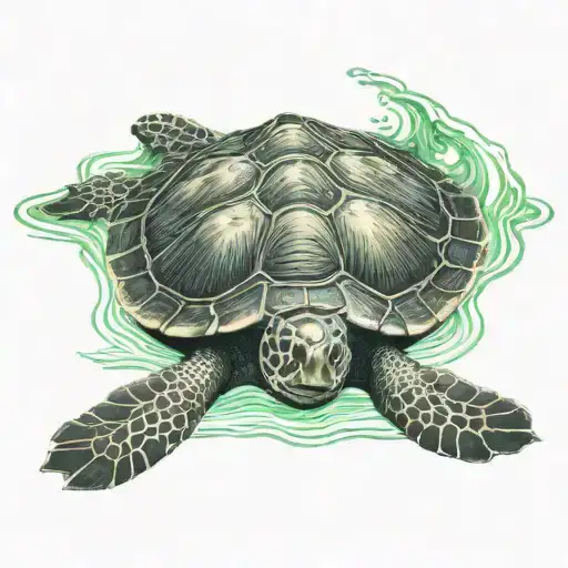 A Turtle Swimming On Top Of Water