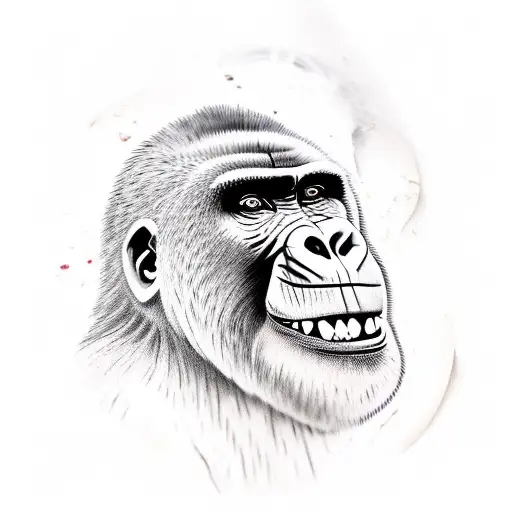 Gorilla With Blood On His Teeth