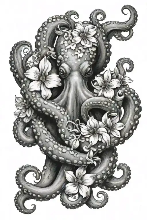 Octopus With Flowers Intertwined
