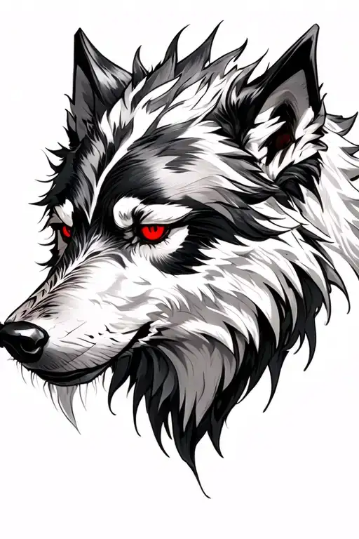 Black Fenrir With Red Eyes