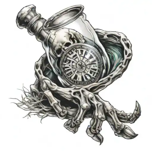 Skeleton Fingers Merging Into A Hour Glass